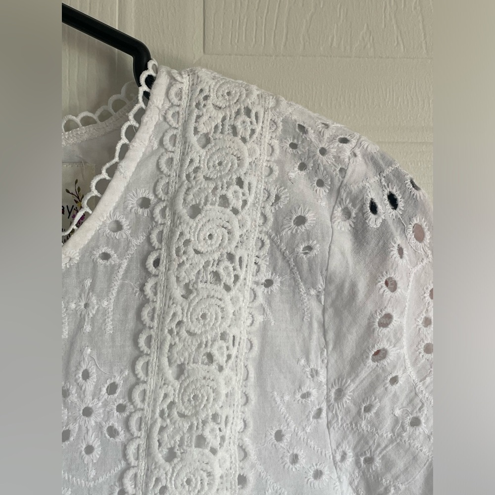 Cotton Eyelet Romantic White Dress S Sunday Mi Amor - Picture 6 of 15